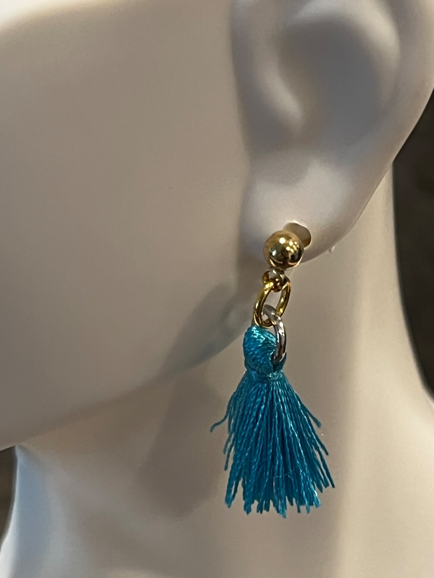 Lampwork Style Aqua Blue Cap Mushroom Glass Bead Earrings with Long Gl –  SimplyRaevyn